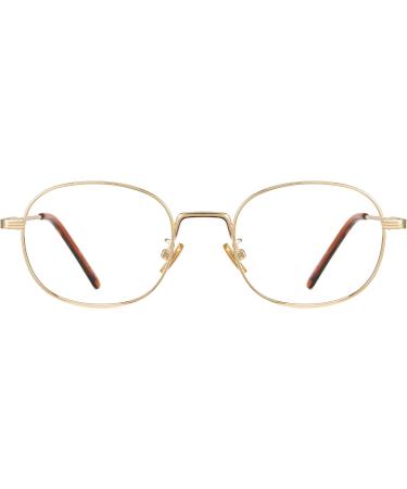 Cyxus Retro Oval Blue Light Blocking Glasses for Men & Women | Anti Eye Strain UV Protection | 8562 Gold Metal Frame - Buy Online on GoSupps.com