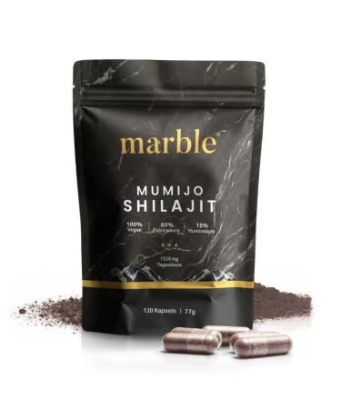 Marble Shilajit 120 Capsules of Original Himalayan Milk with MCT Oil Ultra-strength in a sachet 1500 mg daily dose