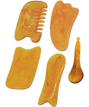 Minkissy 2 Sets Harz Gua Sha Massage Tools - 5 Piece Ochsenhorn Scraping Device for Muscle Relief & Eye Care - Buy Online on GoSupps.com