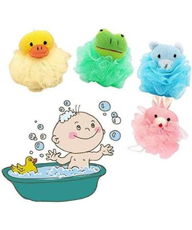 LHKJ 4 Pieces Shower Sponge Exfoliating Sponge Shower Sponge with Soft Toy and Net Bath Sponge for Children Adults Bath Ball Animal Washing Sponge (Colourful) - Buy Online on GoSupps.com