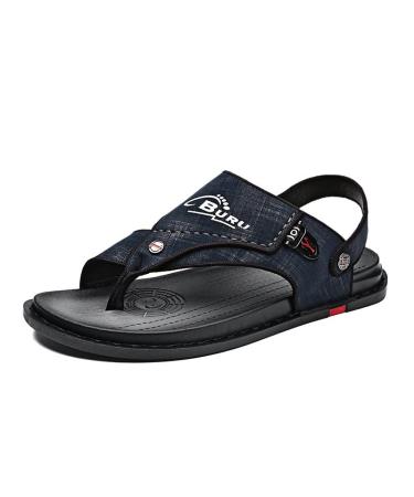 MisFun Toe Separate Flat flip flops clip toe bunion corrector Beach Walking Shoes summer fashion breathable leather men beach slippers Suitable for your Relieve bunion pain 7.5 Blue