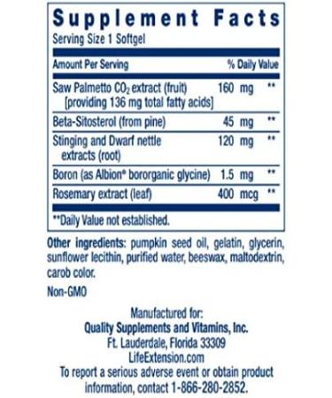 Life Extension PalmettoGuard: Saw Palmetto & Nettle Root with Beta-Sitosterol - 60 Softgels - Buy Online on GoSupps.com