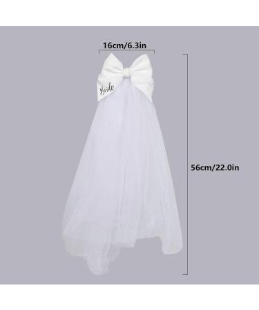 Elegant Bridal Hair Bow Veil Hair Clips Set - Perfect for Prom Wedding and Bachelorette Party Decorations - Ideal Bridal Shower Gift for the Bride-To-Be (White) - Buy Online on GoSupps.com