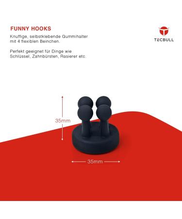 Tecbull Funny Hooks Toothbrush Holder & Razor Holder - No Drilling Self-Adhesive 9x Red with Replacement Pads - Shop Now! - Buy Online on GoSupps.com