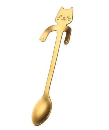 COMVIP Cartoon Cuill re en Forme Chat Caf Th en Acier Inoxydable Spoons Or