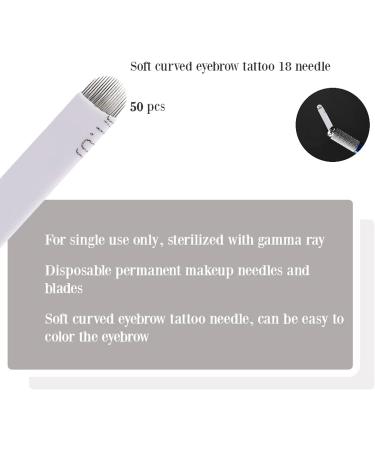 Pack of 50 Micro Blading Blades Curved 18-Pin Semi Permanent Eyebrow Make-Up - Buy Online on GoSupps.com