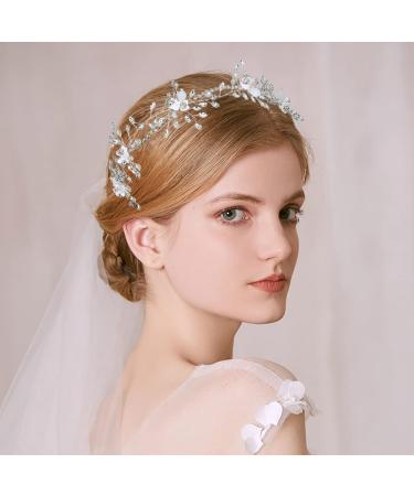 IYOU Wedding Rhinestone Hair Vine | Sparkling Crystal Silver Headband Bridal Headpiece & Flower Hair Accessories for Women & Girls - Buy Online on GoSupps.com