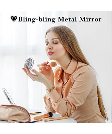 Mpowtech 5 Pack Magnifying Compact Mirror - Double Sided 2x 1x Magnification Handheld Makeup Mirrors for Purse and Travel - Silver & Mix Diamond Design - Buy Online on GoSupps.com