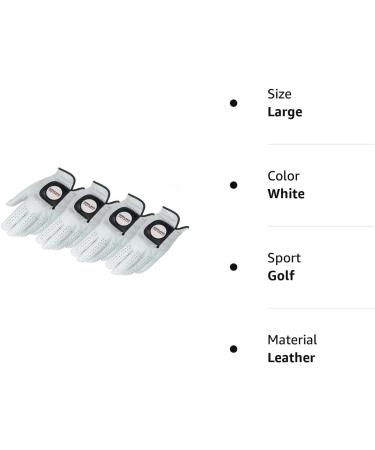 KIRKLAND SIGNATURE Golf Gloves Premium Cabretta Leather Large 4 Pack - Quality Golf Glove Set - Buy Online on GoSupps.com