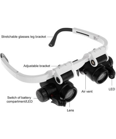 8X/15X/23X LED Magnifier Glasses Two LED Lights Adjustable LED Lamp Head Magnifying Glasses Household Tools - Buy Online on GoSupps.com