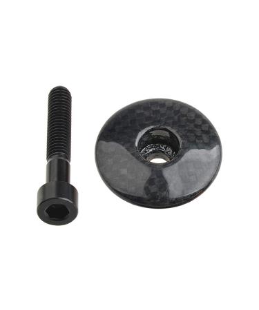Wanyifa 1 1/8" 3K Carbon Fiber Cycling Headset Stem Top Cap with M6x35mm Titanium Bolt Glossy With Black