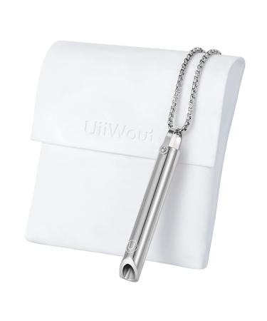 UiiWout Breathing Necklace, Anxiety and Stress Relief Breathing Necklace for Habitual Breath Practice, Meditation- Expert Designed Breathing Jewelry to Find Your Calm, Mindfulness & Inner Peace-Silver