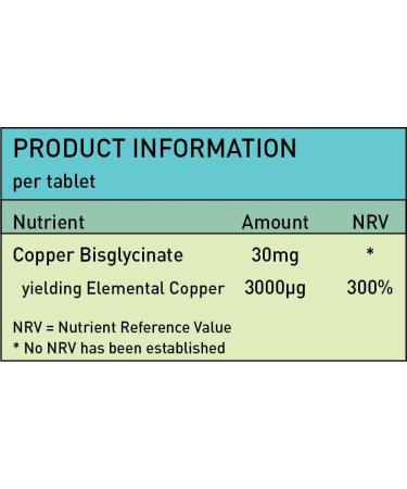 Copper Bisglycinate 3mg Chelated Cu for Heart Health & Immune Support - 120 Vegan Tablets - Buy Online on GoSupps.com