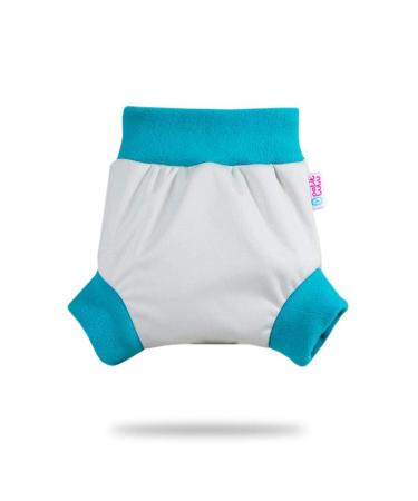 Petit Lulu Pull Up Cloth Nappy Cover | Size L | Washable Diaper Wrap | Reusable Cloth Nappies | Made in Europe (Grey (Turquoise))