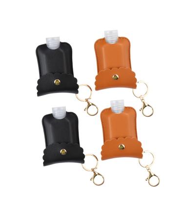 Mikinona 4 Hand Wash Bottle with Keychain Hand Sanitiser Bottle with Clip Squeezable Lotion Keychain Travel Bottle Bag with Ring Travel Bottle Covers Key Fob Protective Cover Plastic