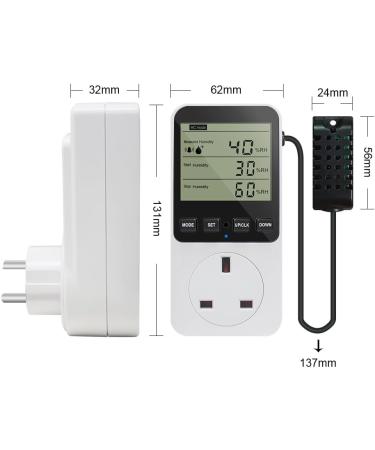 KETOTEK Digital Humidity Controller Plug 230V with Alarm for Humidifier/Dehumidifier - Ideal for Reptile Terrariums - Buy Online on GoSupps.com