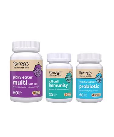 Renzo's Perfect Attendance Bundle - Picky Eater Multi Orange Roll Call Immunity Yummy Tummy Probiotics