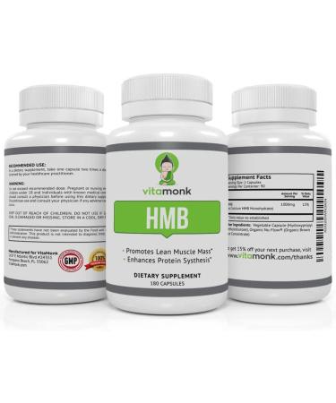 VitaMonk HMB 1000mg - 180 Capsules for Strength, Fat Loss & Recovery | Ideal for Recomps - Buy Online on GoSupps.com