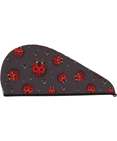 Red Ladybug Microfiber Hair Towel - Super Absorbent Coral Velvet Wrap for Long Curly Hair - Quick Dry Hair Cap for Women - Buy Online on GoSupps.com