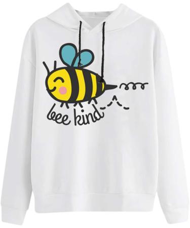 Bigfanshu Women's Tops Letter Printing Stripe Round Collar Long Sleeves Sweater White - Buy Online on GoSupps.com