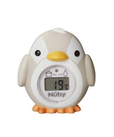 Nuby - Penguin-shaped baby bath thermometer - Easy-to-read screen - BPA-free - Grey - Suitable from 0 months