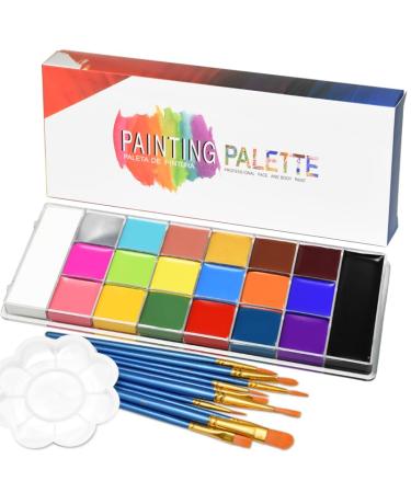JACHOYI 20 Colors Face Body Paint Kit - Professional Cosplay & Halloween Makeup with Brushes | Perfect for Parties & Arts - Buy Online on GoSupps.com