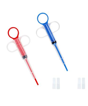 Tafaftl 2 pieces tablet feeder plastic tablet provider Medication Feeder Pet Pusher Spray Tablet Supports for Cats Small Dogs (red and blue)