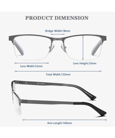 Buy EYECEDAR 5-Pack Reading Glasses for Men - Metal Gunmetal Half Frame with Spring Hinges | Stylish 1.50 Magnification Eyeglasses - Buy Online on GoSupps.com