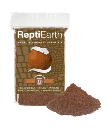 ReptiEarth Fine Coconut Fiber Substrate, Fluffy Small-Strand Reptile Substrate and Snake Bedding for Bioactive Terrarium Tanks, Organic Coco Fiber for Lizards, Frogs, Tarantulas 12 Quart