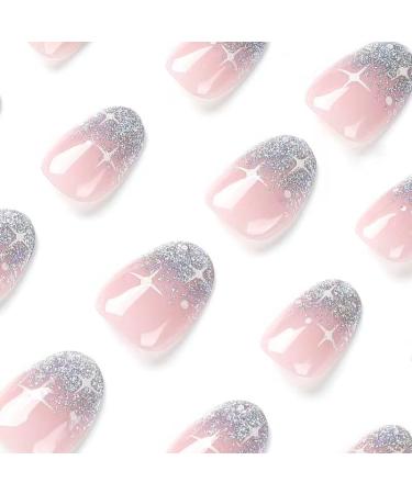 Shop Magrace Short Almond Press On Nails | French Tips Full Cover 24 Pcs Stick-On False Nails for Women & Girls - A-102 - Buy Online on GoSupps.com