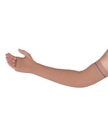 Medline Protective Arm Sleeve with Thumb Loop Beige with Blue Stripe Size XL 20" Length 13" Circumference Durable Medical Equipment