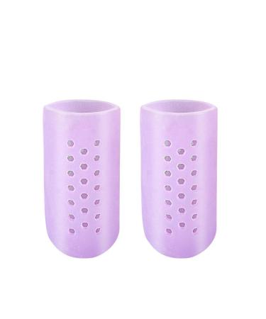 HEIMEABI Gel Toe Protector Silicone Toe Caps Toe Sleeve Protectors Pain for Corns Blisters and Ingrowns Toenails Foot Soak (Purple M) Purple Medium