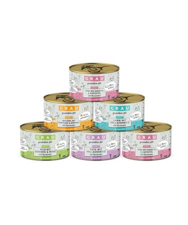 GRAU the original wet food for dogs mixed tray dog menu Generation Pet pack of 6 (6 x 200 g) mix of different menus