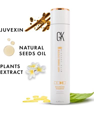 GK Hair Global Keratin Balancing Shampoo Deep Cleansing (300ml/ 10.1 fl. oz) - For Oily Greasy Normal Hair - leaving hair healthy shiny and smooth with Natural Oil Extracts 10.1 Fl Oz - Buy Online on GoSupps.com