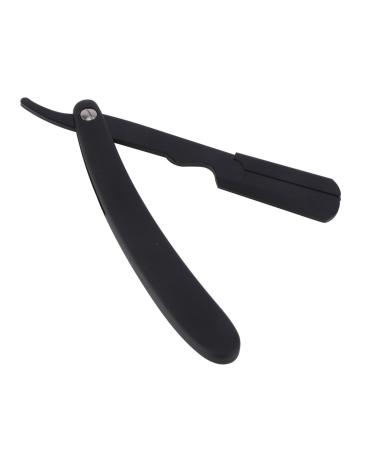 Frcolor engraved razor holder manual razor holder eyebrow razor foldable shaver holder straight blade razor.Man tool handle with rubber color foldable 14.5x2.5cm black