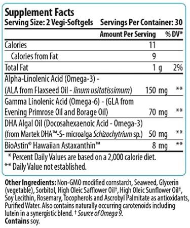 Nutrex Hawaii OmegaAstin Vegan Omega 3-6-9 & BioAstin Hawaiian Astaxanthin - 60 Gelcaps | Gluten-Free - Buy Online on GoSupps.com