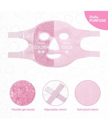 CONBELLA Pink Face Eye Mask for Dark Circles, Puffiness, Migraines, Headache - Cooling Mask for Stress Relief, Redness Reduction - Hot Cold Therapy for Men and Women - Buy Online on GoSupps.com