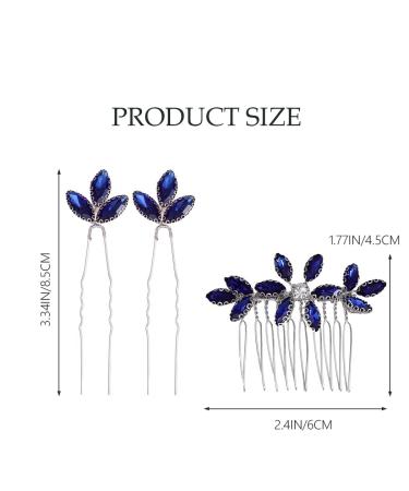 Yean Baroque Bridal Hair Pins Set - Silver Rhinestones Wedding Hair Comb - Something Blue Hair Piece for Women and Girls (3 Pcs) - Buy Online on GoSupps.com