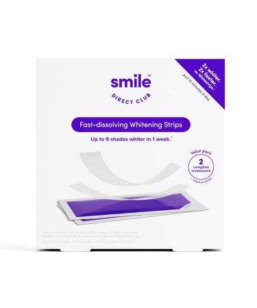 SmileDirectClub Fast Dissolving Teeth Whitening Strips - 32 Count - 2X Whiter Results, 2X Faster - Professional Strength Hydrogen Peroxide - Pain Free and Enamel Safe