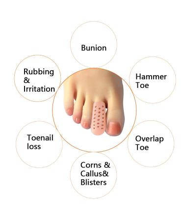 Gel Middle Toe Caps 10 Pcs - Beige Breathable Toe Protector Sleeves for Corns, Blisters, and Hammer Toes - Reduce Friction - Buy Online on GoSupps.com