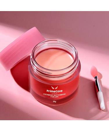 PrimeCove - Overnight Buttermask For Lips (20g) | Strawberry Flavour | Repair Brighten Moisturise Soften & Smooth | Wake Up To Lucious Nourised Lips! - Buy Online on GoSupps.com