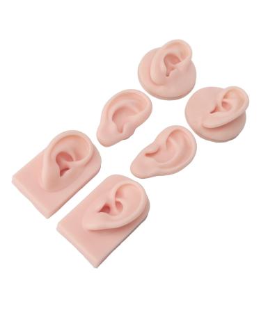 Human Ear Model Ear Model 3 Pairs Earring Elastic Band for Piercing Practice Props (Light Skin Color)