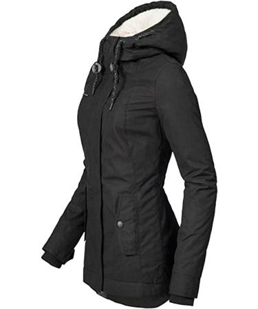 Ronony Women's Winter Jacket - Warm Windproof Fleece-Lined Parka & Trench Coat - Functional XL Black Outdoor Jacket - Buy Online on GoSupps.com