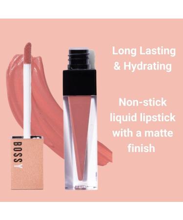 Bossy Cosmetics Vegan Hydrating Liquid Lipstick - Long Lasting Matte Lip Stick for Full & Healthy Lips - Light Peach/Coral Color - Paraben, Mineral Oil, and Cruelty Free - Buy Online on GoSupps.com
