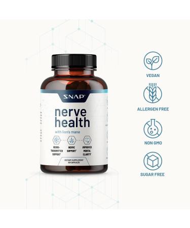Nerve Health Support Supplement with Lions Mane - Enhanced Mental Clarity & Focus - Neuro Enhancer with Organic Turmeric - 60 Capsules - Buy Online on GoSupps.com