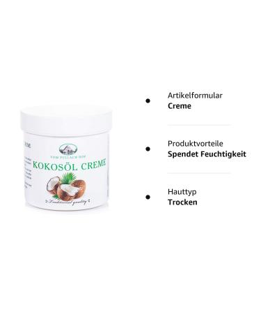 Coconut Oil Cream 250ml - Pullach Hof | Premium Quality Natural Moisturizer for Skin & Hair - International Shipping Available - Buy Online on GoSupps.com