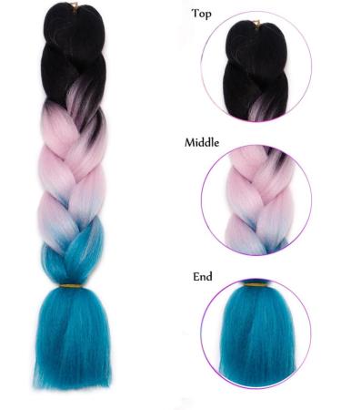 Traziewell Crochet Hair Extensions for Braiding Ombre Braids High Temperature Synthetic Hair Extension for Crochet Twist Black to Pink to Lake Blue 2105 FH002105 L - Buy Online on GoSupps.com