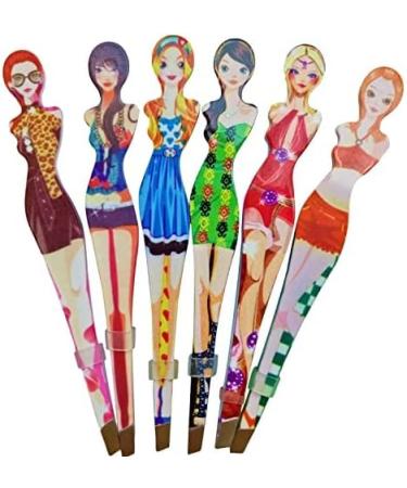6Pcs Stainless Steel Slanted Eyebrow Tweezers Set - Professional Girl Eyebrow Tweezer Kit for Hair Removal and Beauty Cosmetics - Buy Online on GoSupps.com
