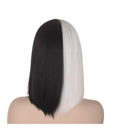 Half Black Half White Bob Wig for Women - Atayou 13 Straight Cosplay & Halloween Costume Hair - Buy Online on GoSupps.com