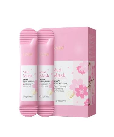 1 Pack Of 20 PCS Japan Flower Individual Package Facial Mud Mask Deep Cleansing Refining Skin Even Skin Complexion Purifying Mud Mask Clay Mask